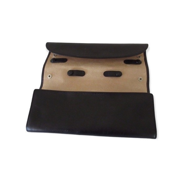 Graphic Image Travel Jewelry Roll-up Case Black Leather - Picture 3 of 9